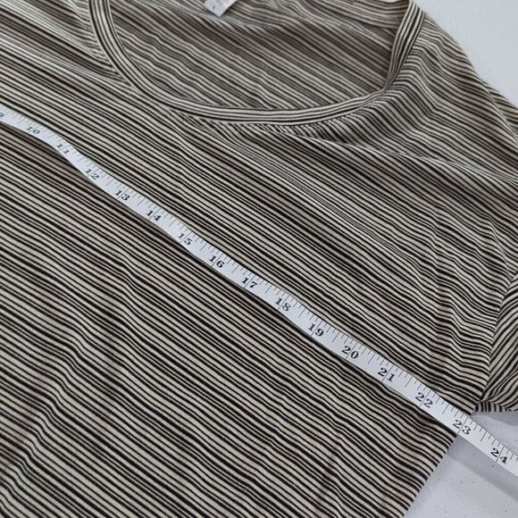 Athleta Top Womens Large Black White Striped Long Sleeve Scoop Neck - Picture 7 of 8